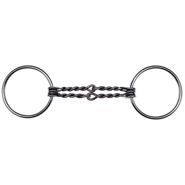 Mors 2 grands anneaux doubles canons torsadés pour cheval Feeling