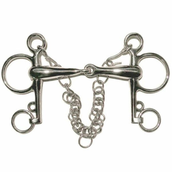 Pelham pour cheval à branches courtes avec gourmette et crochets Tattini